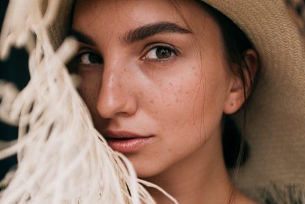 beautiful woman with straw hat