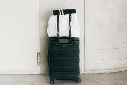 black luggage back