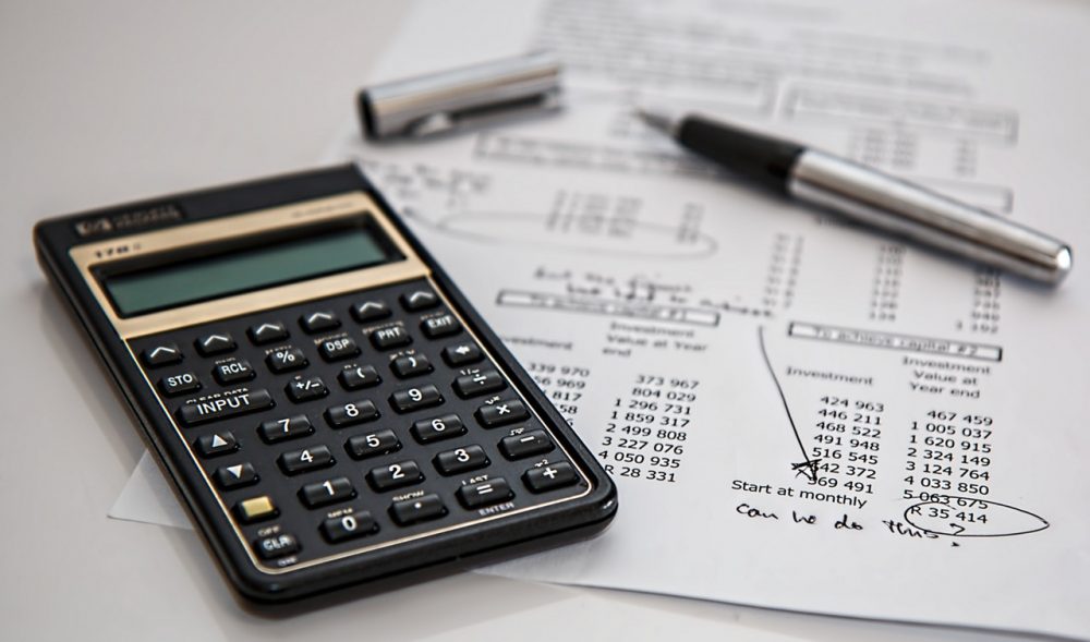 calculator on table