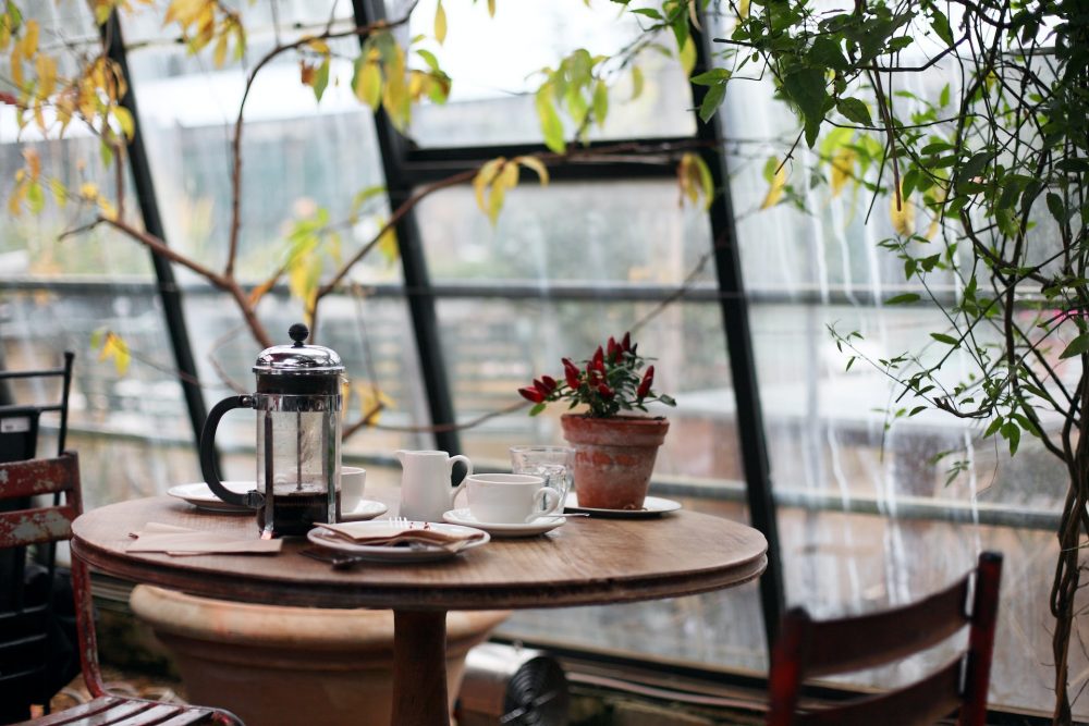 empty cafe on a rainy day