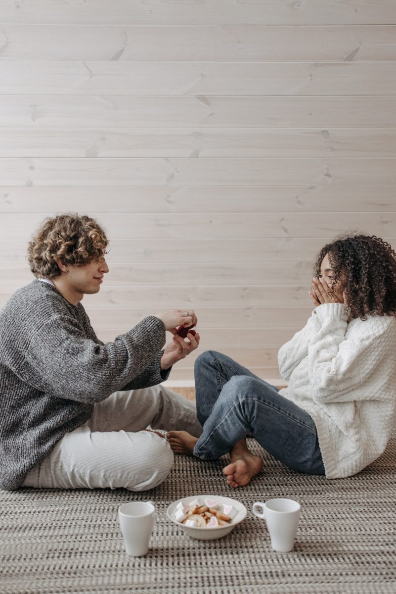 woman getting proposed to