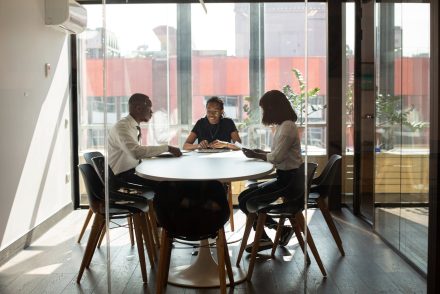 Human Resources Department working together in an office