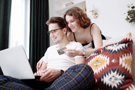 Couple looking at credit score together