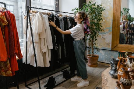 Woman organizing her retail store